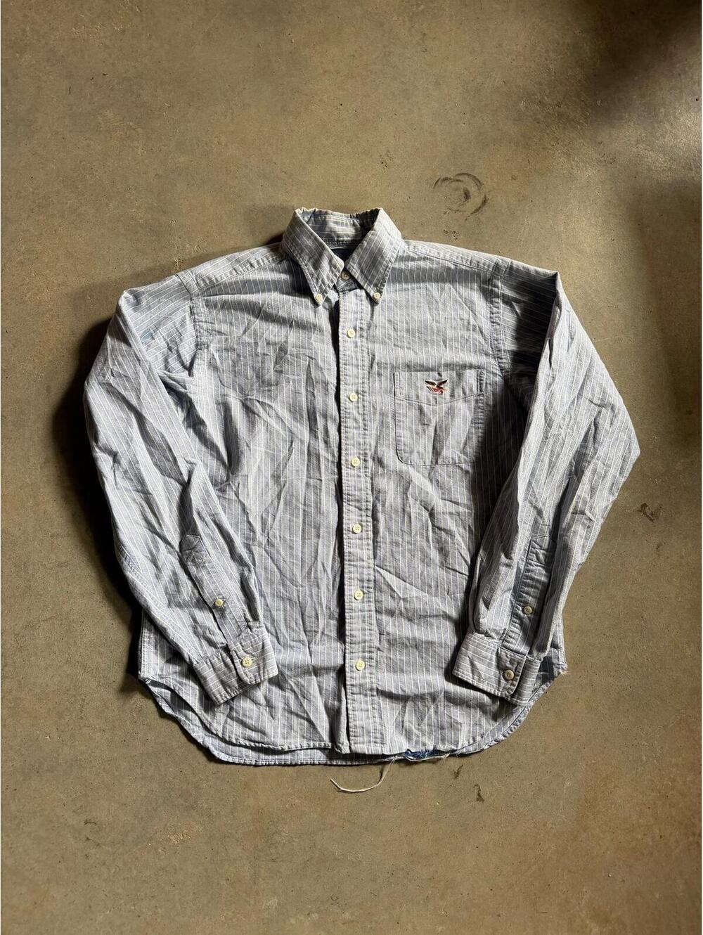 VTG American Living Blue Stripe Button Up Shirt Sz S